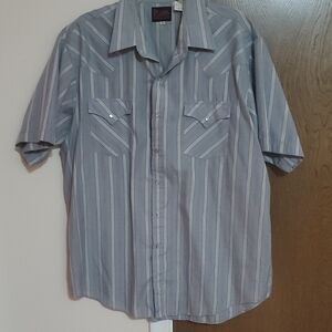 Plaid Men's Gray Striped Casual Shirt